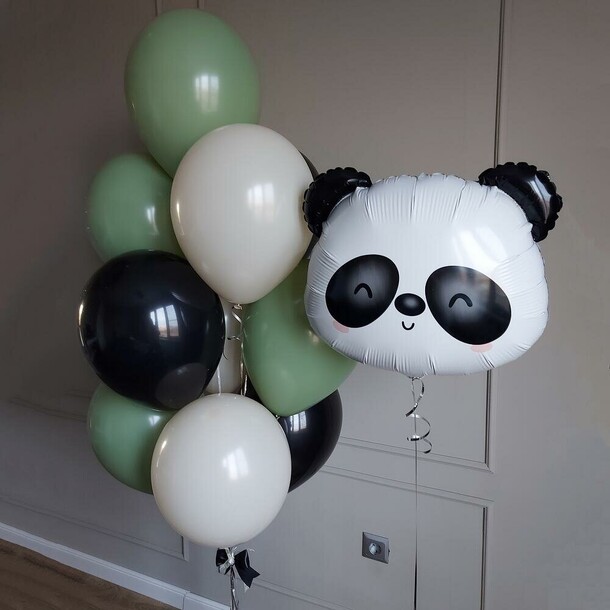 Фонтан шаров эвкалипт и панда, артикул F1458140 - 3520 рублей, доставка по городу. Flawery - доставка цветов