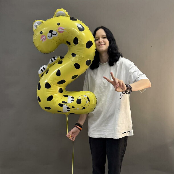 Шар цифра - 2 - леопард, артикул F1464889 - 1790 рублей, доставка по городу. Flawery - доставка цветов
