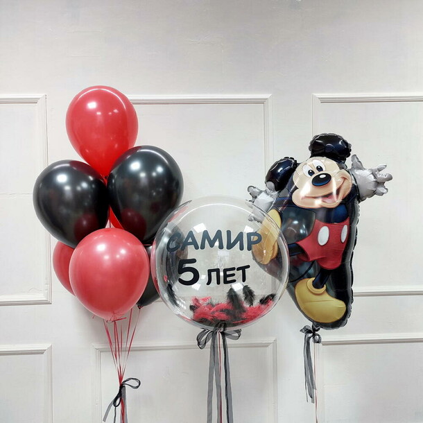 Сет шаров - микки поздравляет, артикул F1522622 - 7430 рублей, доставка по городу. Flawery - доставка цветов