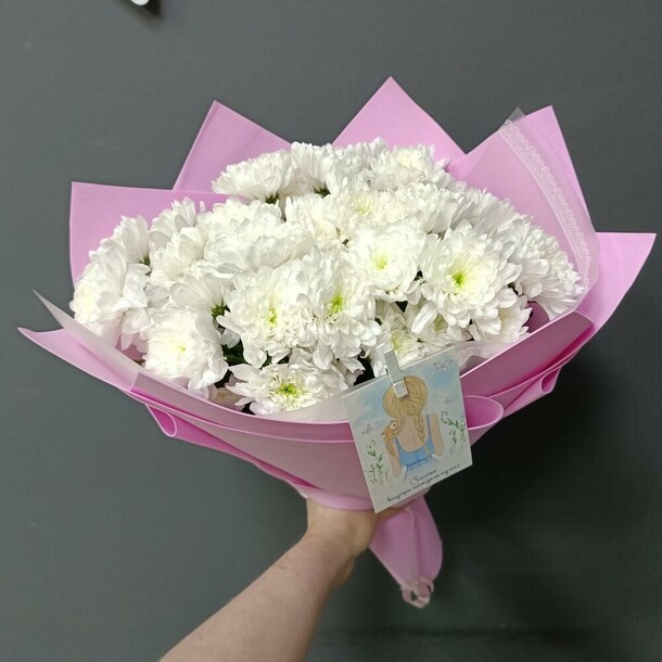 Белая хризантема, артикул F1367443 - 5500 рублей, доставка по городу. Flawery - доставка цветов