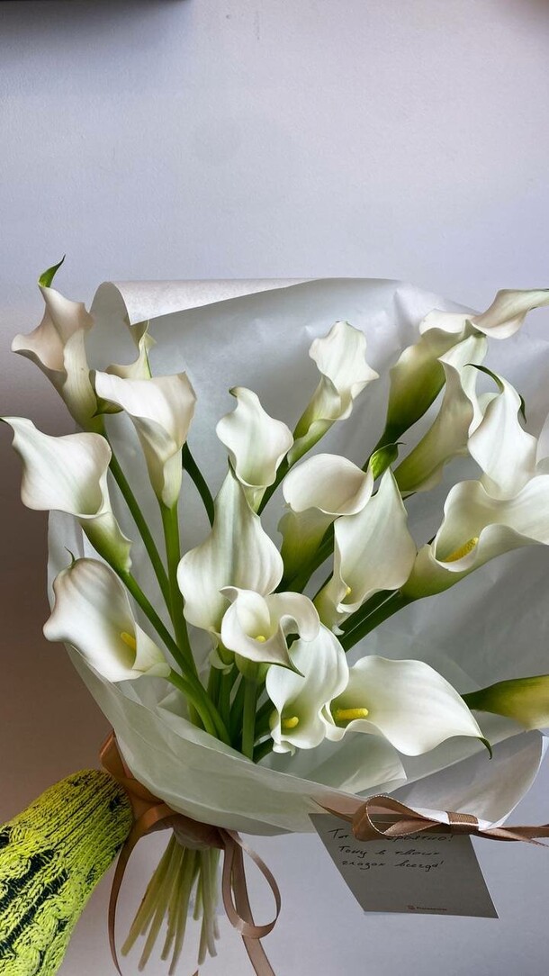 Белоснежные каллы, артикул F1383880 - 15000 рублей, доставка по городу. Flawery - доставка цветов