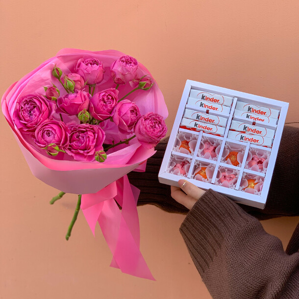 Супер комбо пионовые розы, артикул F1436387 - 5100 рублей, доставка по городу. Flawery - доставка цветов