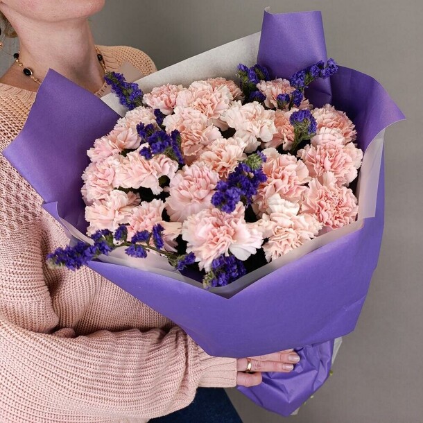 Диантусы со статицей, артикул F1371919 - 4242 рублей, доставка по городу. Flawery - доставка цветов