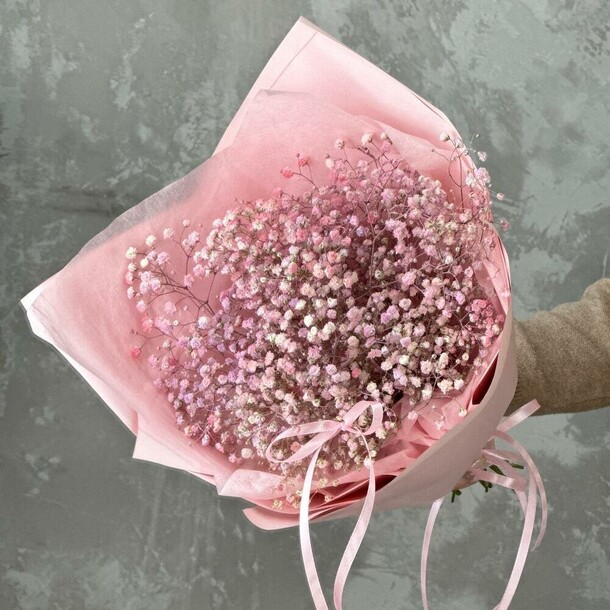 Букет комплимент из розово-сиреневой гипсофилы💗, артикул F1372369 - 3700 рублей, доставка по городу. Flawery - доставка цветов