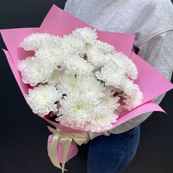 Букет из белой хризантемы «алтай», артикул F1411117 - 2066 рублей, доставка по городу. Flawery - доставка цветов