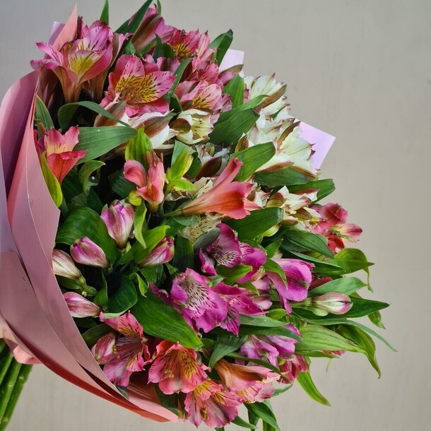 Монобукет из альстромерий микс, артикул F1212964 - 4759 рублей, доставка по городу. Flawery - доставка цветов