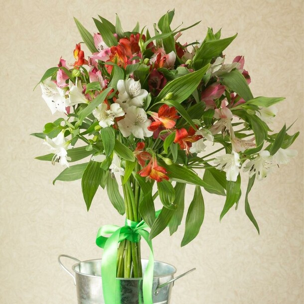 Альстромерия микс, артикул F1213735 - 4320 рублей, доставка по городу. Flawery - доставка цветов