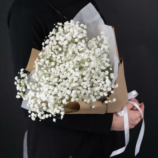 Белая гипсофила в крафте, артикул F1253358 - 2856 рублей, доставка по городу. Flawery - доставка цветов