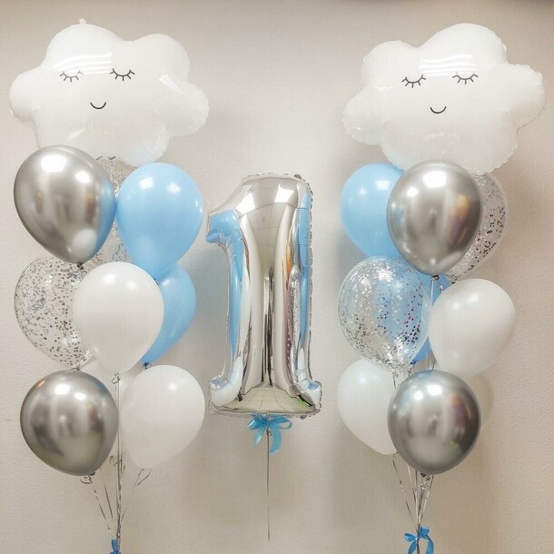 Набор на годик облака счастья, артикул F1399444 - 6897 рублей, доставка по городу. Flawery - доставка цветов