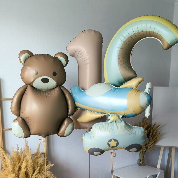 Шары для мальчика медвежонок пилот, артикул F1450859 - 8650 рублей, доставка по городу. Flawery - доставка цветов