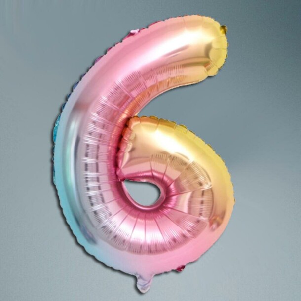 Шар цифра градиент 6, артикул F1452317 - 1950 рублей, доставка по городу. Flawery - доставка цветов