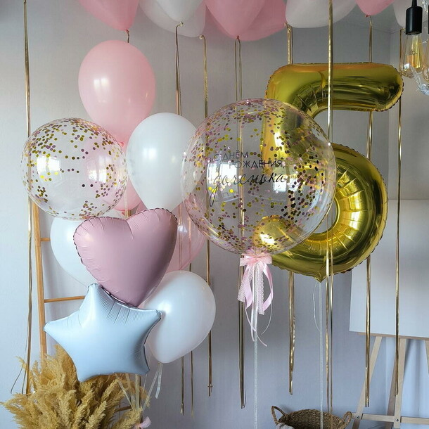 Шары для девочки заездная вуаль, артикул F1507470 - 11910 рублей, доставка по городу. Flawery - доставка цветов