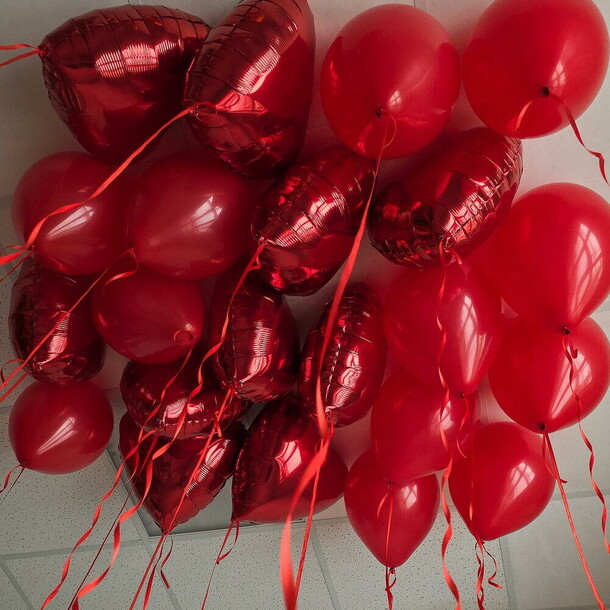 Шары под потолок сердца любви, артикул F1512422 - 10090 рублей, доставка по городу. Flawery - доставка цветов