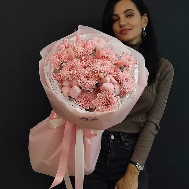 🔥акция 🔥 хризантема букет, артикул F1419033 - 2999 рублей, доставка по городу. Flawery - доставка цветов