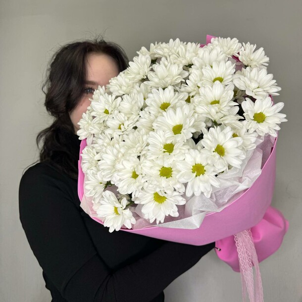 Нежный букет кустовых хризантем, артикул F1428315 - 5500 рублей, доставка по городу. Flawery - доставка цветов