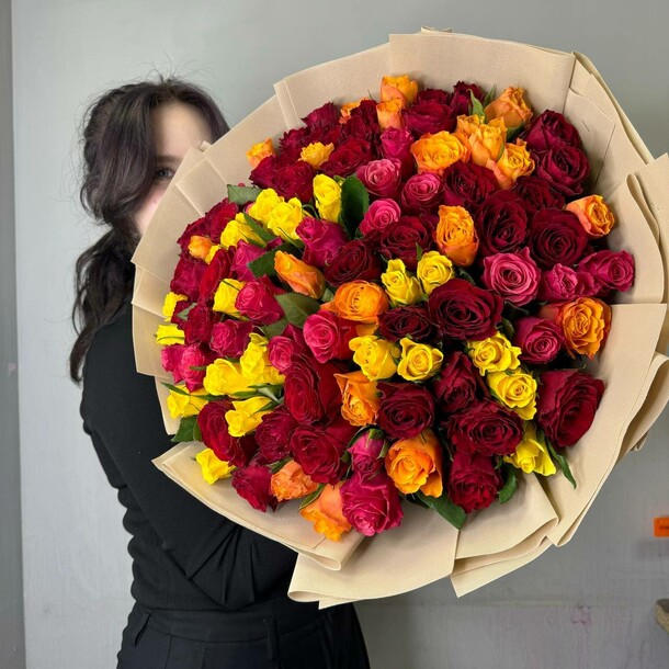 101 роза микс 51 см 🔥🔥🔥🔥, артикул F1428319 - 28000 рублей, доставка по городу. Flawery - доставка цветов