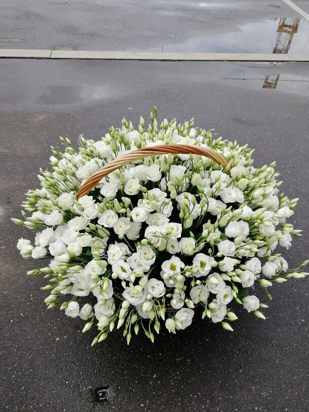 Эустома в корзине, артикул F1086738 - 35430 рублей, доставка по городу. Flawery - доставка цветов