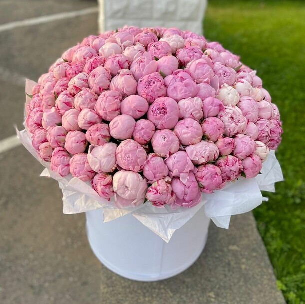 Пионы в коробке, артикул F1147864 - 83599 рублей, доставка по городу. Flawery - доставка цветов