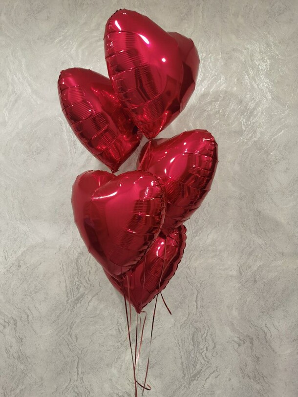 Шары сердце 5 шт., артикул F1402245 - 2000 рублей, доставка по городу. Flawery - доставка цветов