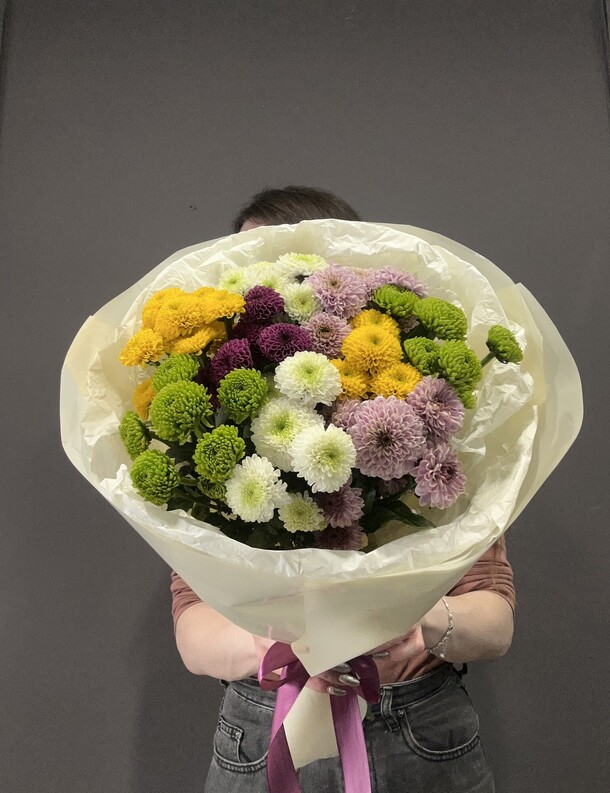 Микс из хризантем сантини, артикул F1405400 - 3890 рублей, доставка по городу. Flawery - доставка цветов