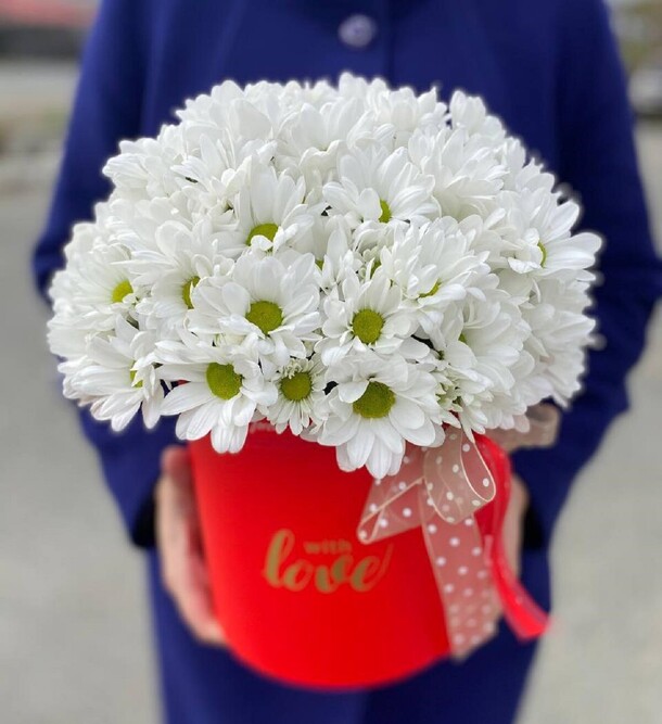 Бокс из хризантем, артикул F1292786 - 7250 рублей, доставка по городу. Flawery - доставка цветов