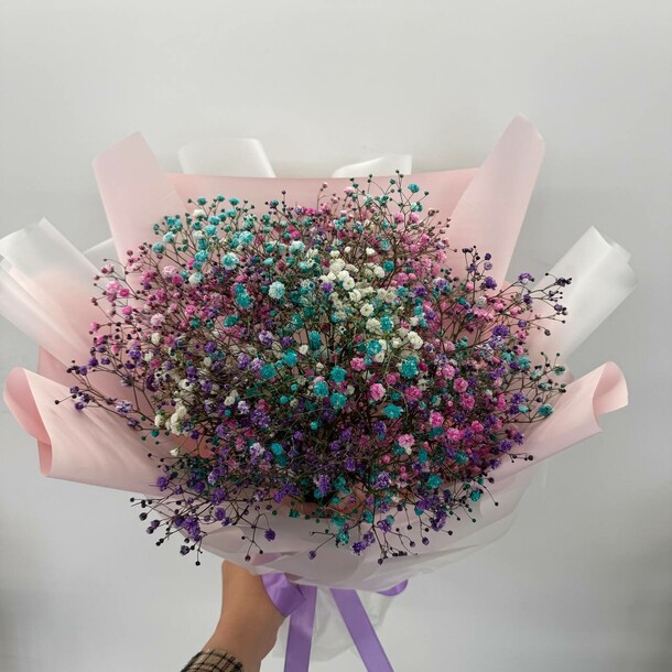 Монобукет разноцветной гипсофилы, артикул F1441667 - 2850 рублей, доставка по городу. Flawery - доставка цветов