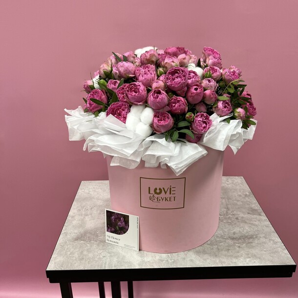 Пион роза в коробке xxl, артикул F1295644 - 18000 рублей, доставка по городу. Flawery - доставка цветов