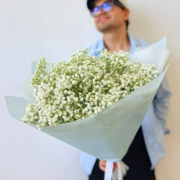 Букет из белой гипсофилы 7шт, артикул F1448842 - 2410 рублей, доставка по городу. Flawery - доставка цветов