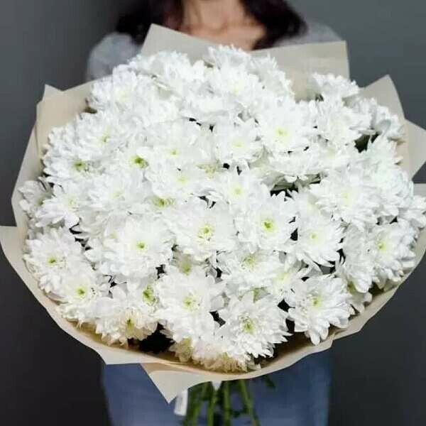 15 белых хризантем, артикул F1450109 - 7199 рублей, доставка по городу. Flawery - доставка цветов