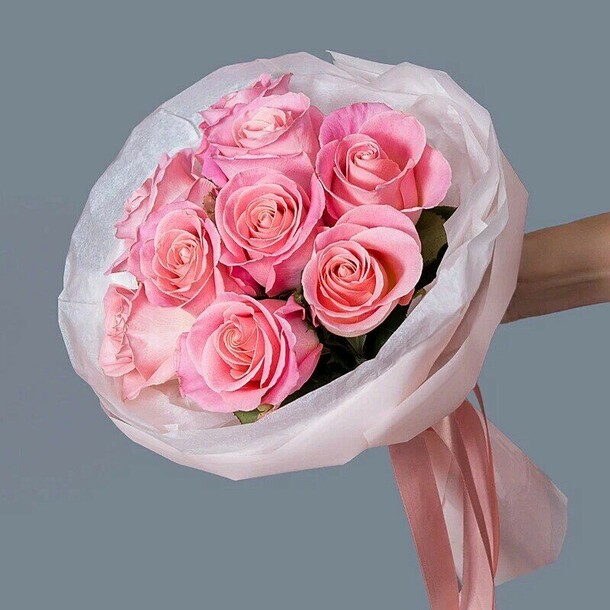 9 розовых роз, артикул F1450360 - 4599 рублей, доставка по городу. Flawery - доставка цветов