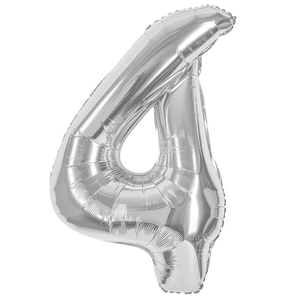 Шар цифра 4 - серебро, артикул F1453858 - 1790 рублей, доставка по городу. Flawery - доставка цветов