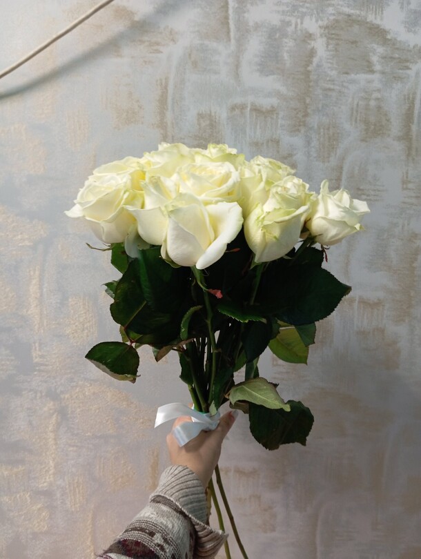 Моно букет из белых роз, артикул F1375729 - 3061 рублей, доставка по городу. Flawery - доставка цветов