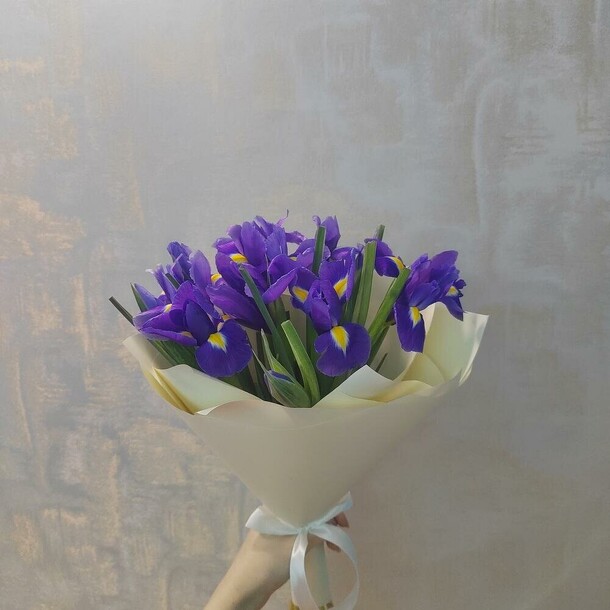11 синих ирисов, артикул F1403823 - 3328 рублей, доставка по городу. Flawery - доставка цветов