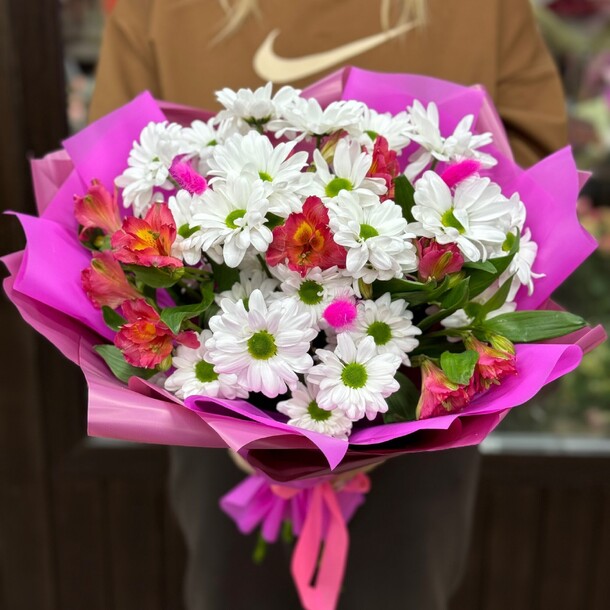 Хризантема альстромерия, артикул F1274206 - 2650 рублей, доставка по городу. Flawery - доставка цветов
