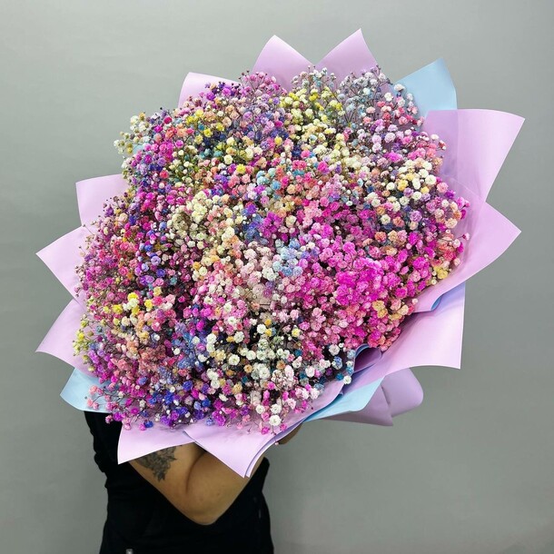 Букет из радужной гипсофилы (25штук), артикул F1310946 - 7790 рублей, доставка по городу. Flawery - доставка цветов