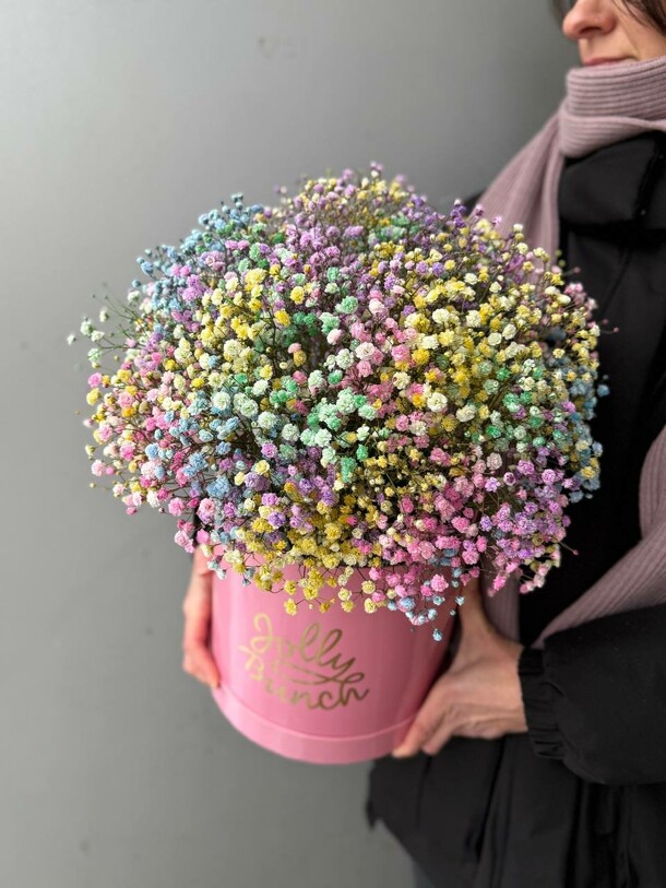 Композиция из радужной гипсофилы, артикул F1505619 - 6050 рублей, доставка по городу. Flawery - доставка цветов