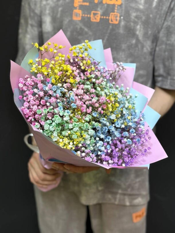 Разноцветная гипсофила 5 шт, артикул F1423842 - 3200 рублей, доставка по городу. Flawery - доставка цветов