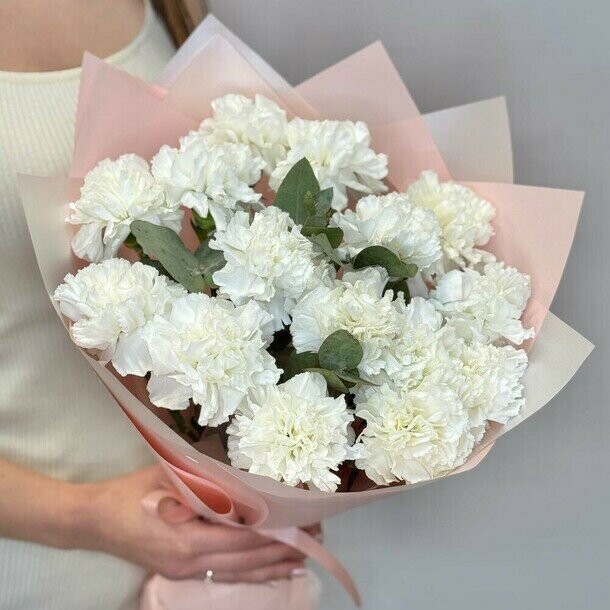 Белые диантусы, артикул F1497552 - 4557 рублей, доставка по городу. Flawery - доставка цветов