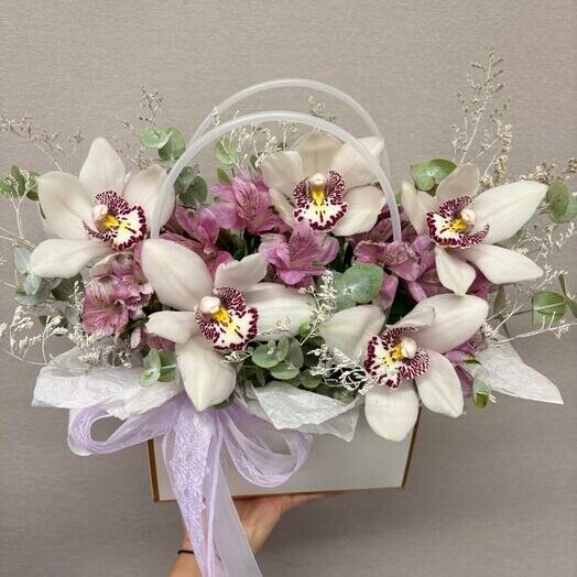 Композиция орхидея альстромерия, артикул F1483364 - 5403 рублей, доставка по городу. Flawery - доставка цветов