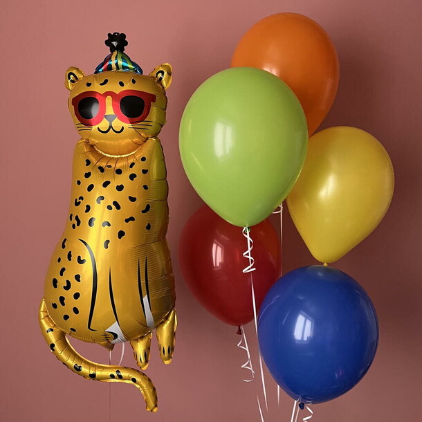 Шары на день рождения с леопардом (мини), артикул F1509401 - 1850 рублей, доставка по городу. Flawery - доставка цветов