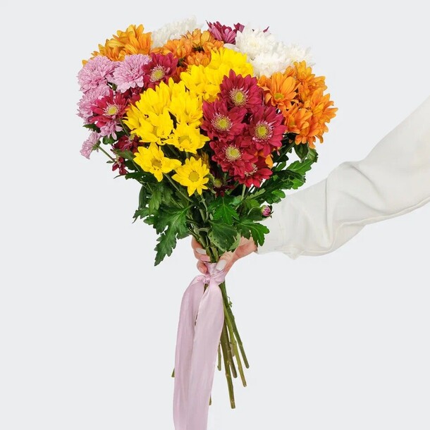 Букет 11 кустовых хризантем микс, артикул F1428069 - 6590 рублей, доставка по городу. Flawery - доставка цветов