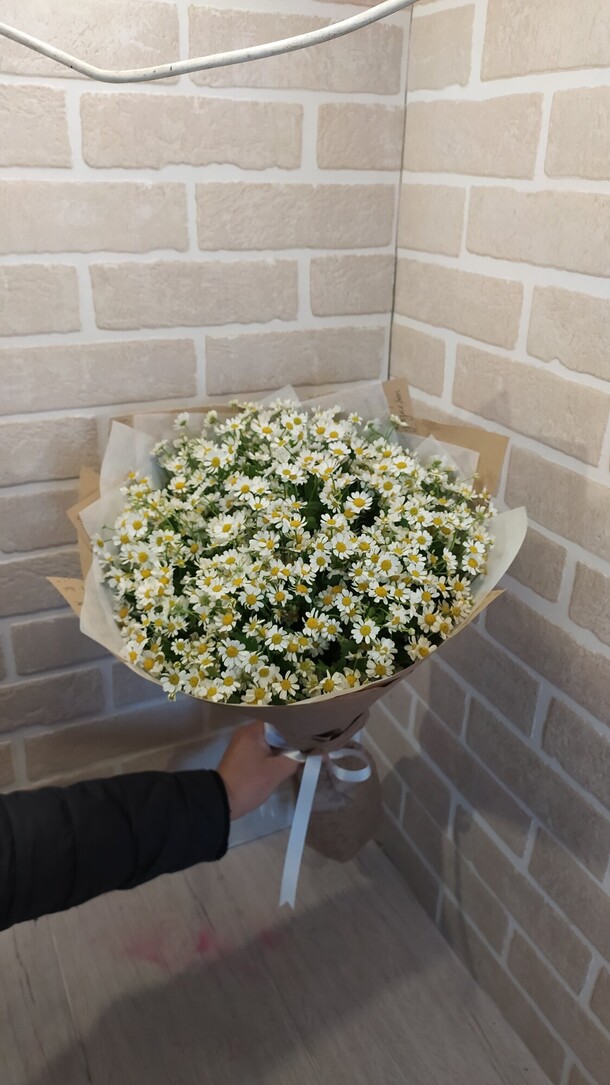Букет из 25 ромашек камилла, артикул F108595 - 9700 рублей, доставка по городу. Flawery - доставка цветов