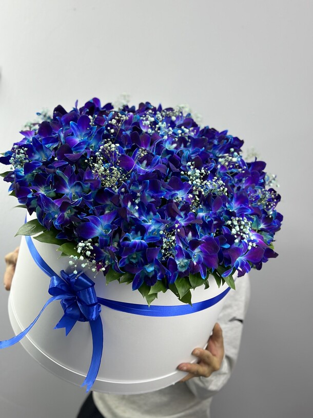 Огромный букет из синих орхидеи, артикул F1379130 - 19900 рублей, доставка по городу. Flawery - доставка цветов