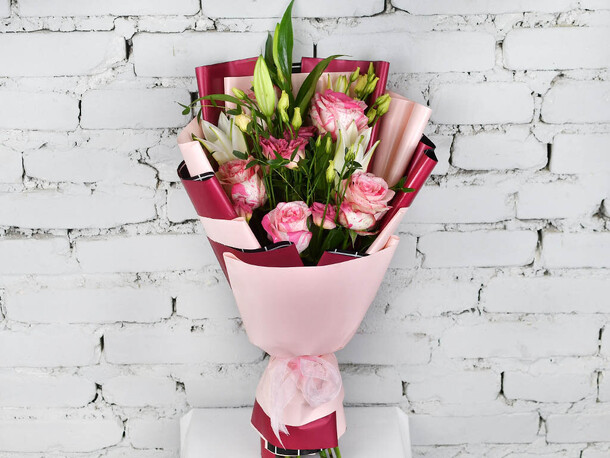 Букет розовая симфония, артикул F1181373 - 4280 рублей, доставка по городу. Flawery - доставка цветов