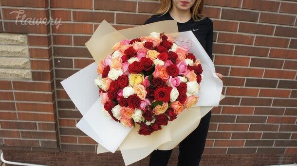 Розочки микс l, артикул F35320 - 15000 рублей, доставка по городу. Flawery - доставка цветов