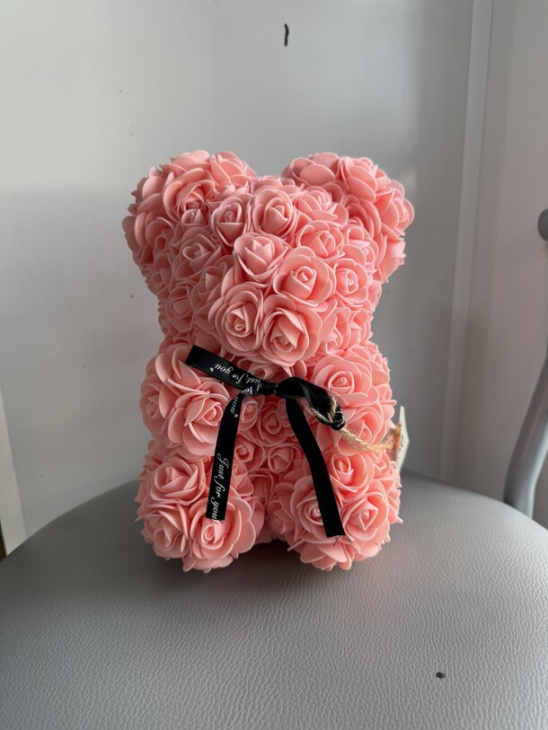 Мишка из 3d роз персиковый, артикул F1453498 - 1800 рублей, доставка по городу. Flawery - доставка цветов