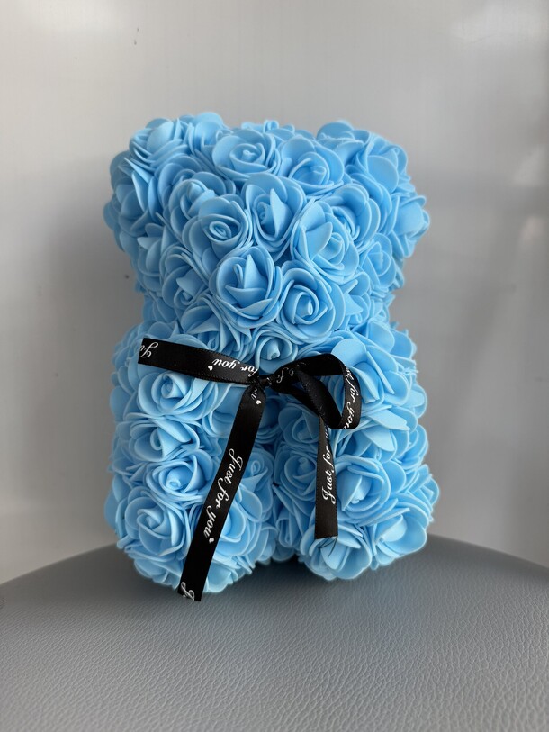 Мишка из 3d роз голубой, артикул F1453500 - 1800 рублей, доставка по городу. Flawery - доставка цветов