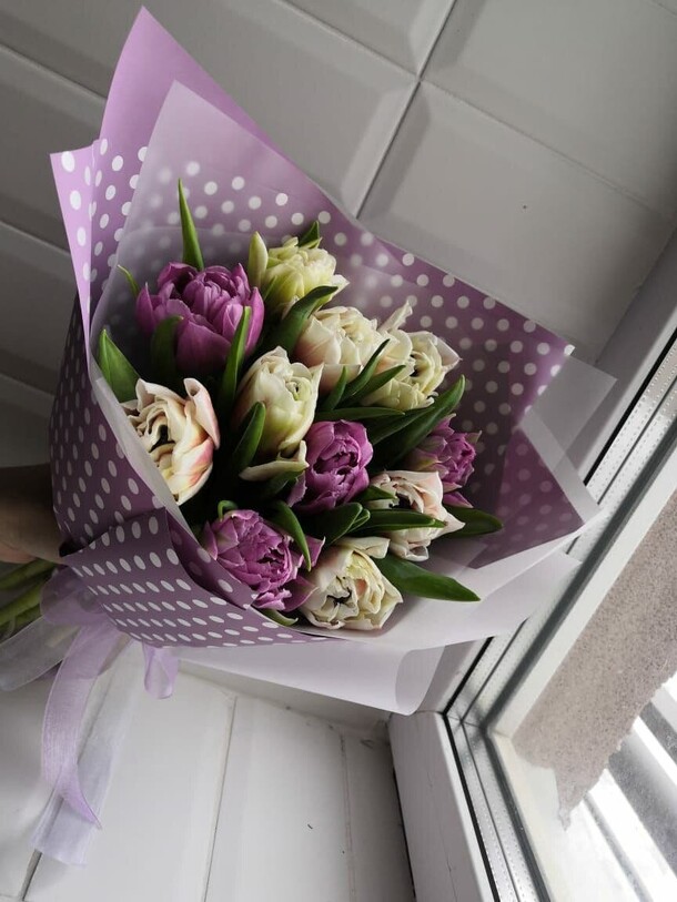 Пионовидные тюльпаны, артикул F107626 - 3055 рублей, доставка по городу. Flawery - доставка цветов