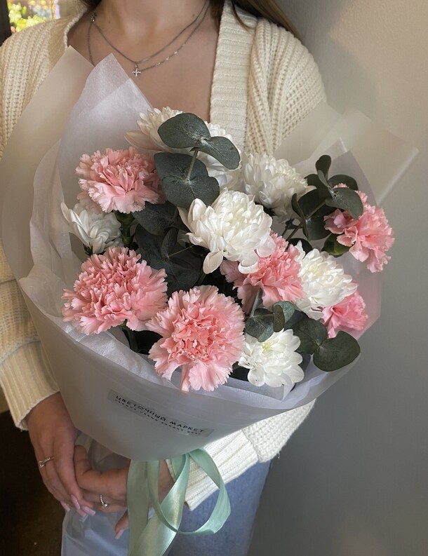 New💕нежный букет с диантусом, артикул F1434867 - 3280 рублей, доставка по городу. Flawery - доставка цветов