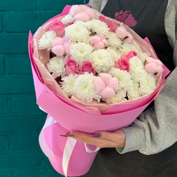 Хит🔥букет из розы и хризантемы, артикул F1405056 - 6880 рублей, доставка по городу. Flawery - доставка цветов